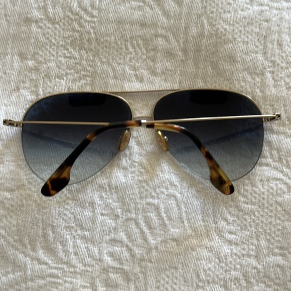 Victoria Beckham Black and Gold Aviator Glasses - Picture 5 of 8